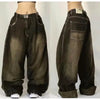 Streetwear Fashion New Multi-Pocket Washed Baggy Jeans Men and Women Y2K Hip-Hop Harajuku Casual Gothic High Waist Wide Trouser