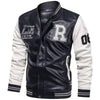 Spring and Autumn Men'S Motorcycle Suit Leather Jacket Color Blocking American Baseball Collar Pilot Casual PU Leather Jacket