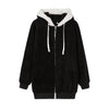 New Style Autumn and Winter Loose Plush Zipper Hooded Jacket Woman