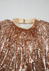 Backless Sequin Mock Neck Long Sleeve Mini Dress