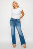 bytos Full Size Raw Hem Distressed Mid Rise Straight Jeans