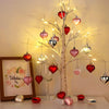 Valentines Day Decor Heart Decorations, 48 Pcs Red Pink Silver White Plastic Heart Tree Ornaments, Christmas Valentine Tree Decorations for the Home Wedding Dinner Gifts Table Tiered Tray Decor