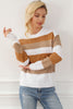 Red Stripe Cable Knit Drop Shoulder Sweater