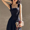 Women Summer Party Long Dress Sexy Ruched Bodycon Black Maxi Dresses 2024 Elegant Temperament High-Waist Vestidos New