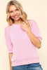 Haptics Full Size Wavy Rib Half Sleeve Knit Top