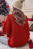 Red Merry Letter Embroidered High Neck Sweater