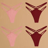 4Pcs Cotton Double Thin Belts Underwear for Women Sexy Low Waist Striped Thongs Ladies Soild Panties Breathable Lingerie