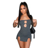 Y2K Sexy Mini Dress Women Summer Hottie Hollow Out Strapless Solid Color Pullover Dresses Streetwear 2024 Women Clothes