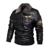 Men'S Autumn and Winter Embroidery Original Leather Moto & Biker Coat Jacket Motorcycle Style Casual Warm Overcoat