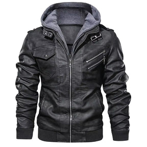 Hooded Zipper Motorcycle Leather Jacket Men Brand Military PU Leather Jackets Autumn Coat plus Size S-5XL Dropshipping 2024