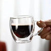 250Ml Double-Layer Transparent Glass Coffee Cup with Handle Double-Layer Heat Insulation High Temperature Juice Milk Cup