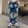 2023 Grunge Clothes Y2K Streetwear Baggy Ripped Stacked Jeans Pants Men Straight Kanye Old Hip Hop Denim Trousers Pantaloni Uomo