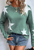 Khaki Star Pattern Drop Shoulder Sweater