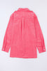 Pink Buttoned Flap Pocket Corduroy Jacket