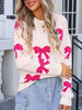 Angel Wings Bow Round Neck Dropped Shoulder Sweater