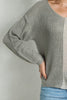 Contrast Color V-Neck Long Sleeve Pullover Sweater