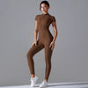 Yoga Set Women'S Jumpsuits One-Piece Suit Zipper Short Sleeve Gym Push up Workout Clothes Fitness Bodysuit Sportswear Tracksuit