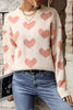 Perfee Heart Pattern Dropped Shoulder Sweater