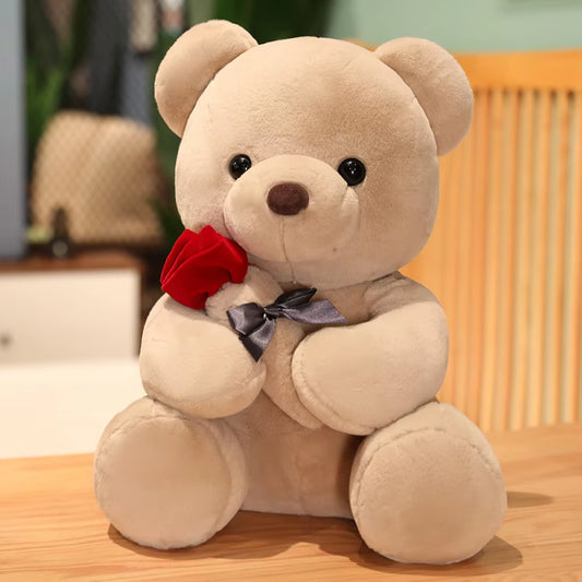 Cute Rose Bear Plush Toy, Valentine'S Day Gift Hug Bear Plush Toy Female Birthday Gift