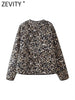 2024 Women Vintage Leopard Print Quilted Cotton Jacket Female Chic Long Sleeve Buttons Casual Slim Coat Tops CT6287