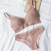 New Women 4 Colour Underwear French Wire-Free Ultra-Thin Bralette Sexy Lace Triangle Cup Push up Bra Set Cotton Bra and Panties