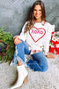 White XOXO Glitter Chenille Cable Knit Pullover Sweatshirt