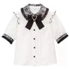 Gothic Lolita Blouses Women Sweet Bow off Shoulder JK Shirt Japanese Girls Elegant Love Heart Lace Ruffles Blusas Mujer Tops