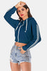 Perfee Side Stripe Drawstring Cropped Hooded Jacket