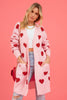 Heart Graphic Open Front Cardigan with Pockets