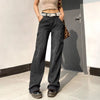 New Street High Waist Straight Leg Casual Jeans with Irregular Pockets Work Clothes Floor Towers Dad'S Pants