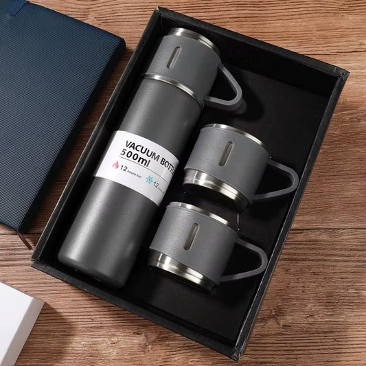 500ML 304 Stainless Steel Vacuum Thermos Gift Set Office Business Style Cup Thermos Portable Flask Thermos Flask