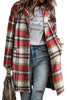 Fiery Red Plaid Button Up Lapel Jacket