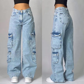 Streetwear New Vintage Letter Printing Washed Baggy Jeans Women Y2K Harajuku Hip Hop Popular Gothic High Waist Wide Leg Pants