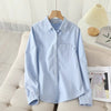 Casual Cotton Women'S Oxford Shirt 2024 Autumn New Good Quality Woman Blouse and Tops Lady White Blue Striped Shirts Clothes