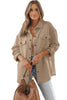 Beige Plus Size Textured Flap Pockets Jacket