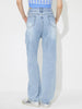 Flower High Rise Straight Leg Jeans with Pockets