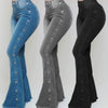 Stylish Flare Jeans Control Tummy Skin-Touch Skinny Flare Jeans Women Wide Leg Flare Denim Trousers