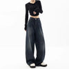 Retro Street Style Wide Leg Pants Niche Design Floor Length Pants High Waisted Loose Fit Slimming Jeans for Women