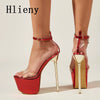 Summer Sexy PVC Transparen Open Peep Toe Platform High Heels Buckle Strap Sandals Women'S Nightclub Pole Dance Shoes