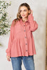 Heimish Full Size Waffle-Knit Button Down Blouse