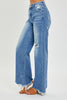 RISEN Full Size High Rise Frayed Hem Wide Leg Jeans