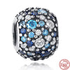 2024 Fit Pandora 925 Original Bracelet DIY Women Jewelry New Sky Blue Series Star Snowflake Sparkling Love 925 Silver Fine Beads