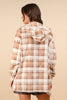 VERY J Fuzzy Plaid Long Sleeve Hooded Jacket