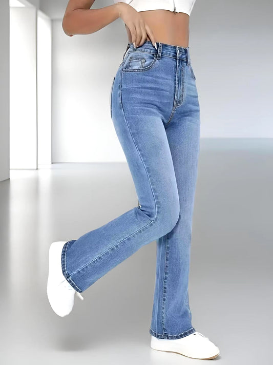 New Women'S Hot Jeans Slimming European and American Style Casual Versatile High Waist Washed Denim Trousers for Women