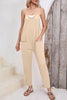 Gold Flame Side Pockets Harem Pants Sleeveless V Neck Jumpsuit