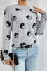 Graphic Mock Neck Dropped Shoulder Sweater