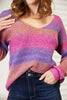 Angel Wings Multicolored Rib-Knit V-Neck Knit Pullover