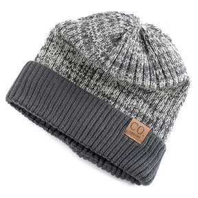 New Unisex Two-Tone Winter Hats Add Fur Lined Men and Women Fashion Warm Beanie Cap Casual Winter Knitted Hats