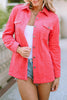 Pink Buttoned Flap Pocket Corduroy Jacket