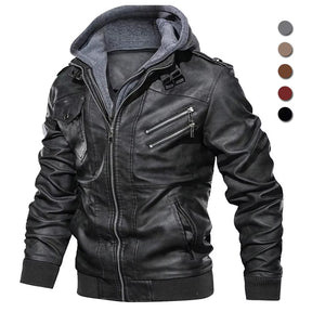 Hooded Zipper Motorcycle Leather Jacket Men Brand Military PU Leather Jackets Autumn Coat plus Size S-5XL Dropshipping 2024